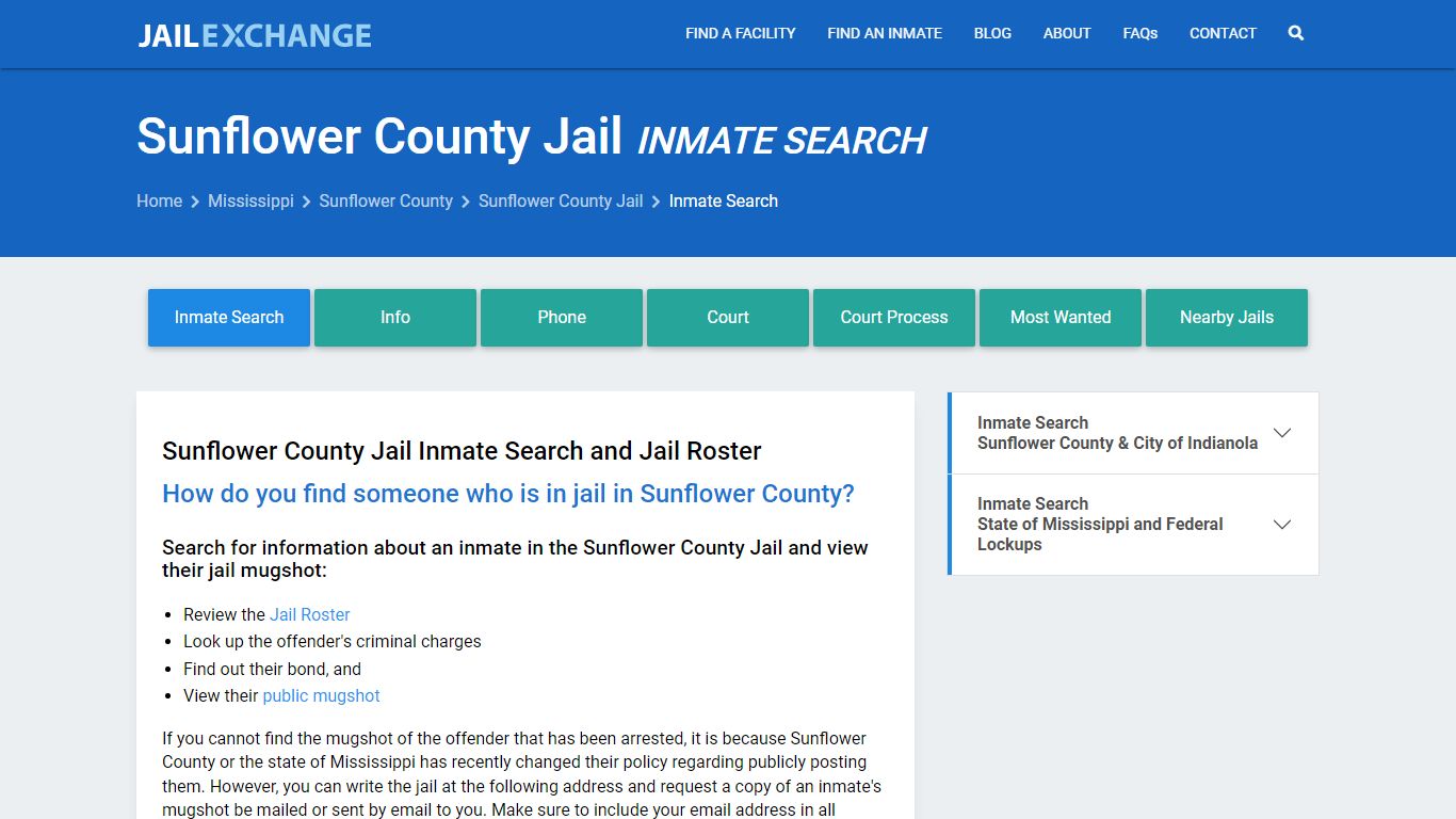 Inmate Search: Roster & Mugshots - Sunflower County Jail, MS